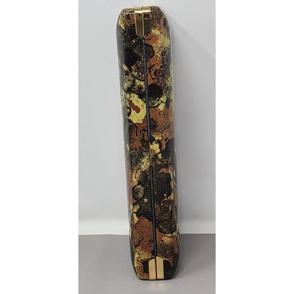 Vintage Mele Jewelry‎ Box Brown & Gold Floral Velvet Lined Storage Case - Picture 7 of 15